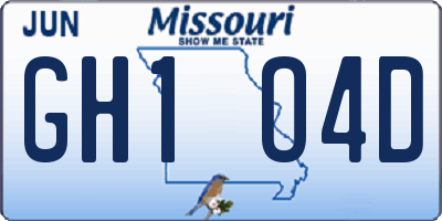 MO license plate GH1O4D
