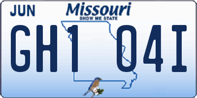 MO license plate GH1O4I