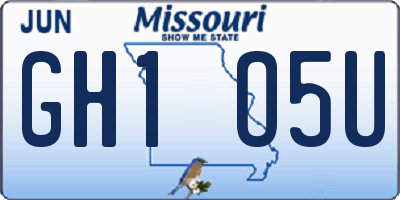 MO license plate GH1O5U