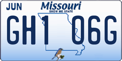 MO license plate GH1O6G