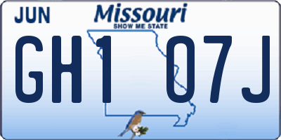 MO license plate GH1O7J