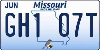 MO license plate GH1O7T