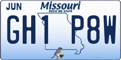 MO license plate GH1P8W