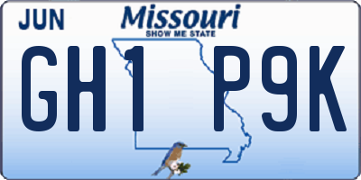 MO license plate GH1P9K