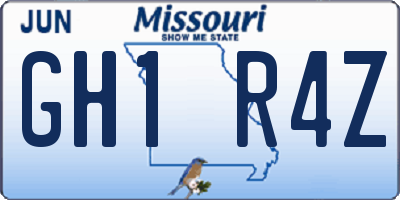 MO license plate GH1R4Z
