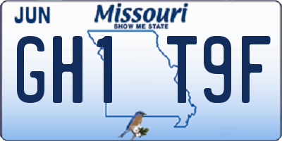 MO license plate GH1T9F