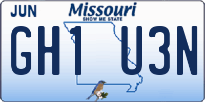 MO license plate GH1U3N
