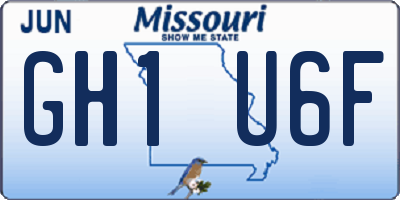 MO license plate GH1U6F