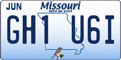 MO license plate GH1U6I