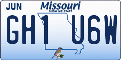 MO license plate GH1U6W