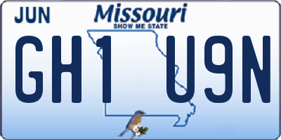MO license plate GH1U9N