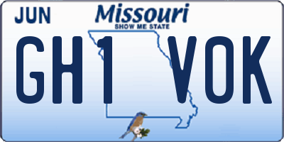 MO license plate GH1V0K