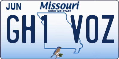 MO license plate GH1V0Z