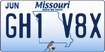 MO license plate GH1V8X