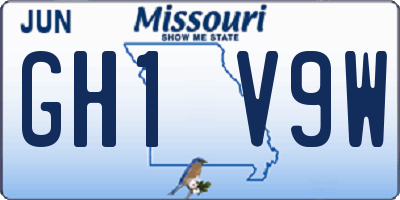 MO license plate GH1V9W