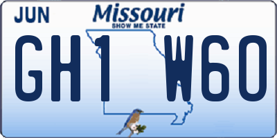 MO license plate GH1W6O