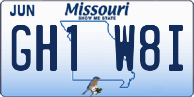 MO license plate GH1W8I