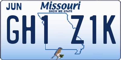 MO license plate GH1Z1K