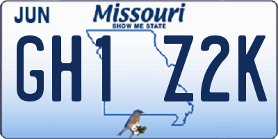 MO license plate GH1Z2K