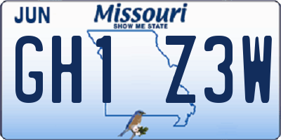 MO license plate GH1Z3W