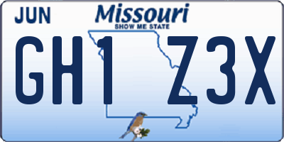 MO license plate GH1Z3X