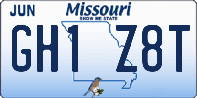 MO license plate GH1Z8T