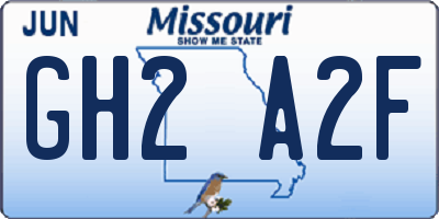 MO license plate GH2A2F