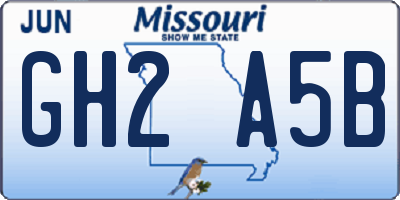 MO license plate GH2A5B