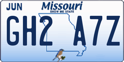 MO license plate GH2A7Z