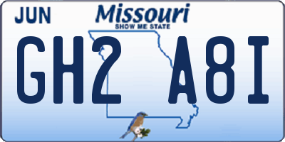 MO license plate GH2A8I