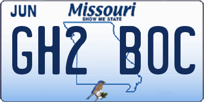 MO license plate GH2B0C
