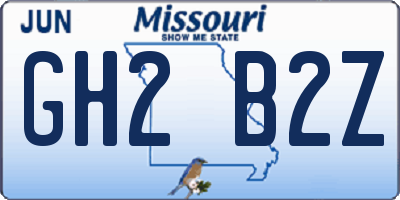 MO license plate GH2B2Z