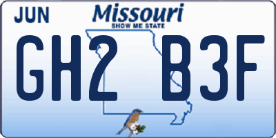 MO license plate GH2B3F