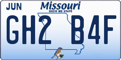MO license plate GH2B4F