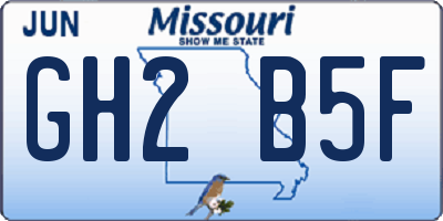 MO license plate GH2B5F
