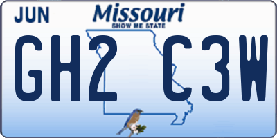 MO license plate GH2C3W