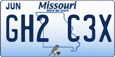 MO license plate GH2C3X