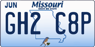 MO license plate GH2C8P