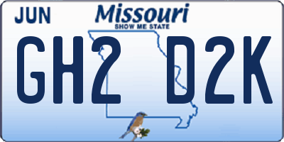 MO license plate GH2D2K