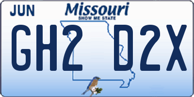MO license plate GH2D2X