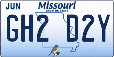 MO license plate GH2D2Y
