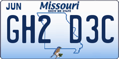 MO license plate GH2D3C