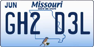 MO license plate GH2D3L