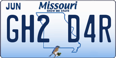 MO license plate GH2D4R