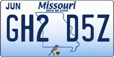 MO license plate GH2D5Z