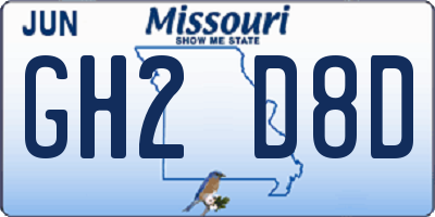 MO license plate GH2D8D