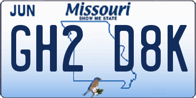 MO license plate GH2D8K