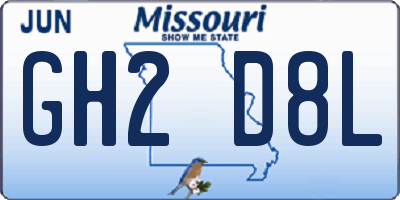 MO license plate GH2D8L