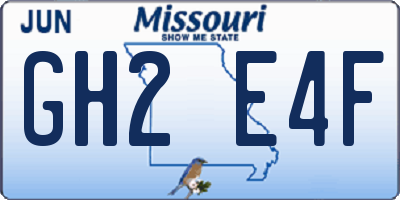 MO license plate GH2E4F