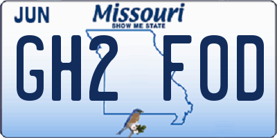 MO license plate GH2F0D